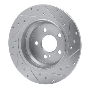 Mercedes-Benz E200 Brake Rotor (1) - Rear Left - R1 Concepts - Drilled & Slotted - Silver - `03-`16
